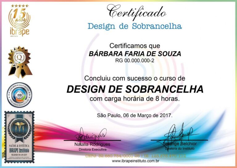 certificado design de sobrancelha